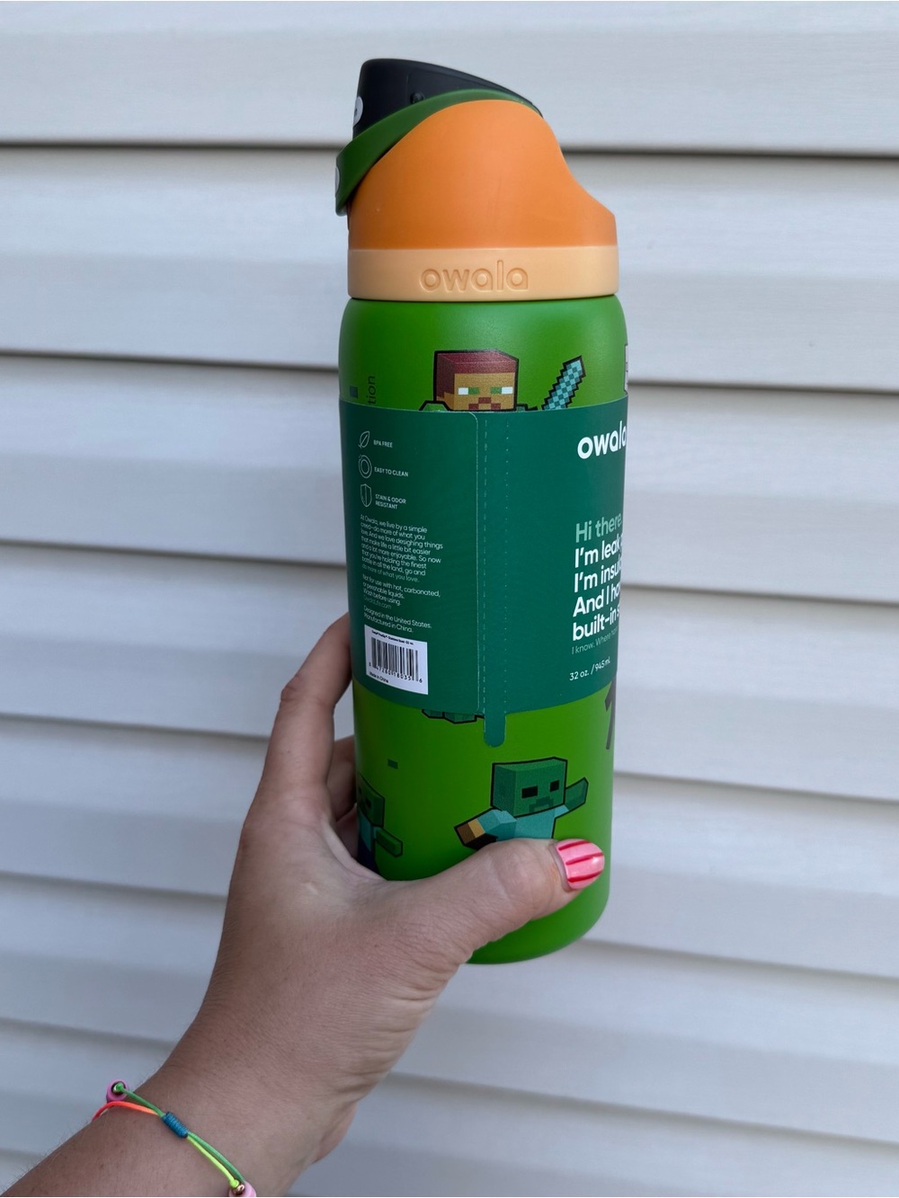 Owala FreeSip 32oz Minecraft Water Bottle NWT Insulated Leak Proof Tumbler Green - Picture 5 of 11